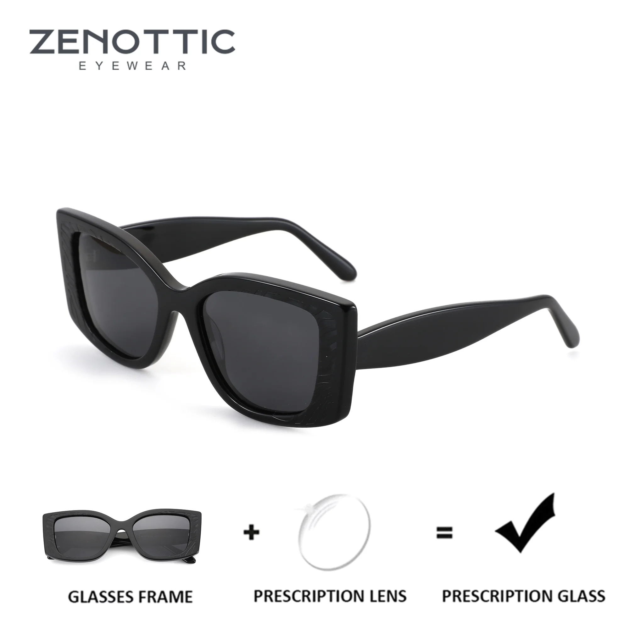 

Солнцезащитные очки ZENOTTIC, модные квадратные ацетатные солнцезащитные очки для женщин, оптические солнцезащитные очки UV400 для коррекции близорукости, поляризационные прогрессивные очки