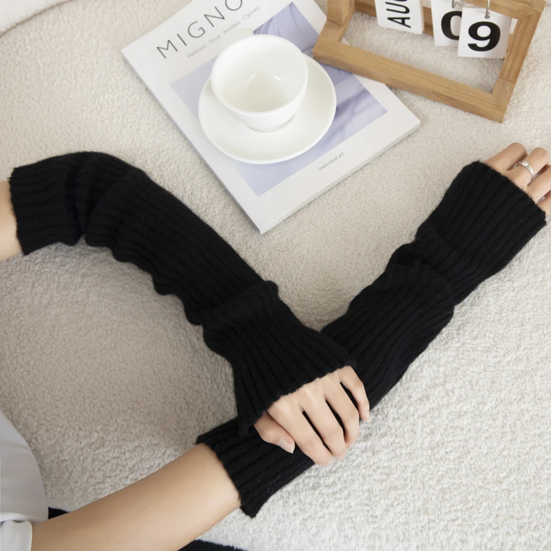 women's-cashmere-gloves-winter-knitted-half-finger-thickened-anti-cold-long-sleeve-versatile-wrist-protection-gloves