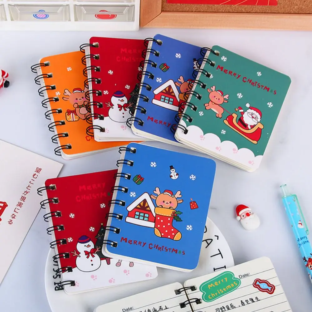 Creative หลวมคริสต์มาส COIL Notepad หนาน่ารัก MINI โน้ตบุ๊คการ์ตูนด้านข้าง COIL Book อุปกรณ์สํานักงาน
