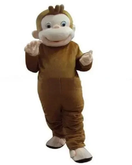 Christmas Curious George Monkey Mascot Costumes Cartoon Fancy Dress For Adult Animal Brown Halloween Party Mascot