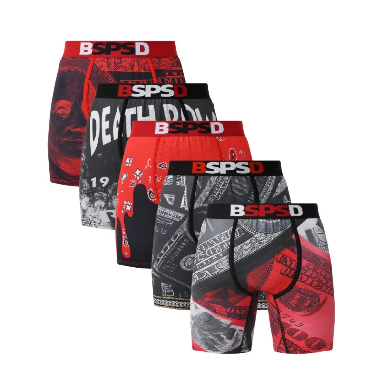 

5 шт., мужские сексуальные трусы-боксеры, модные мужские трусы с принтом, дышащее спортивное нижнее белье, удобное мужское простое нижнее белье, плавки