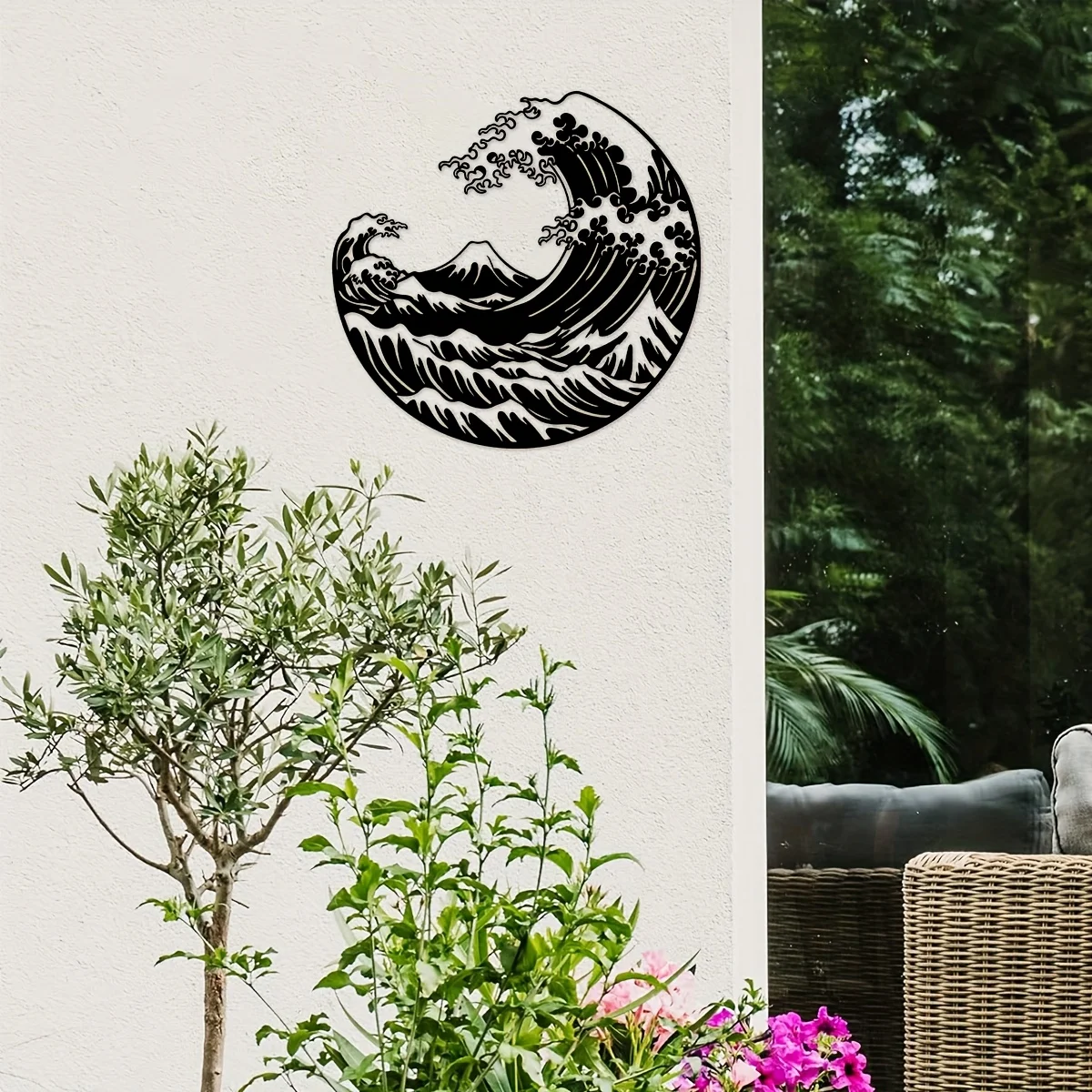 CIFBUY Iron Wall Art Classic Wave Metal Decor Coastal Villa Indoor Outdoor Bedroom Hanging Decoration
