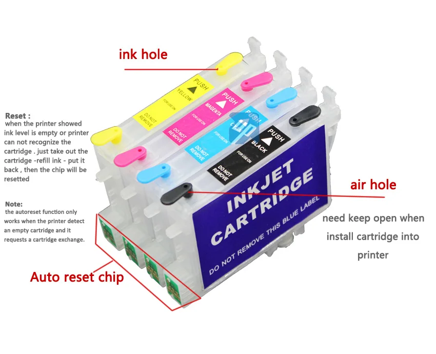 T0611 T0612 T0613 T0614 refillable ink Cartridges for Epson D68 D88 DX3800 DX3850 DX4800 DX4850 Printer with ARC Chips