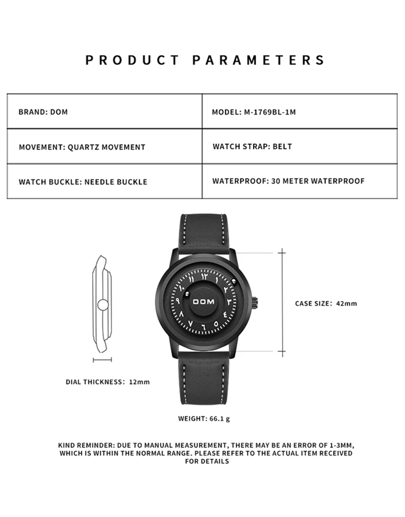 DOM 1769 2024 vendita calda originale magnetico moda Casual orologio al quarzo semplice orologio da uomo cinturino in pelle in acciaio inossidabile muslimah