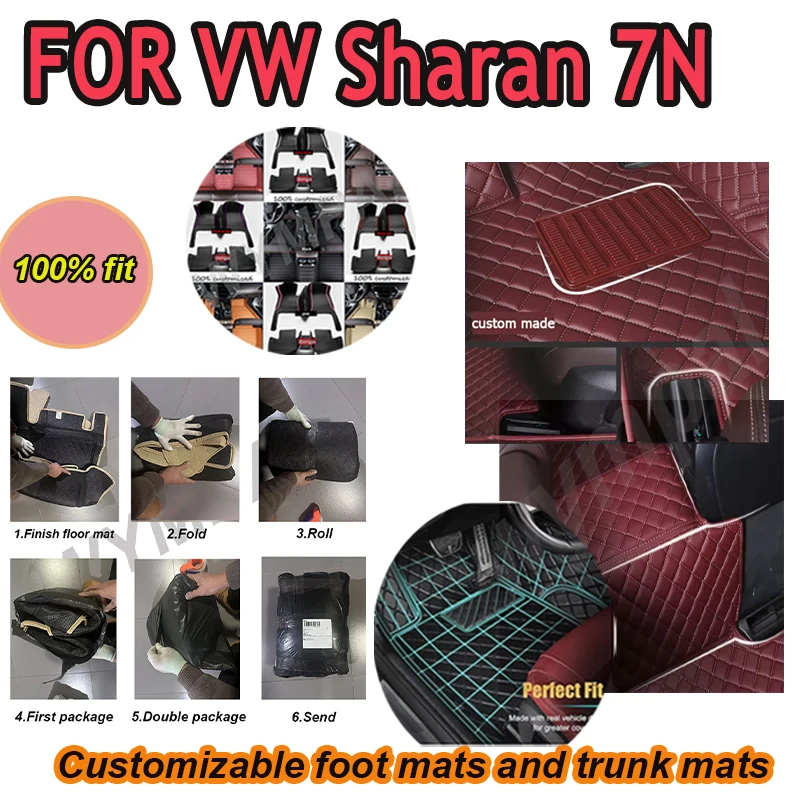 

LUXURY Car Floor Mats For VW VW Sharan 7N 7seat 2010~2022 Auto Leather Floor Mat