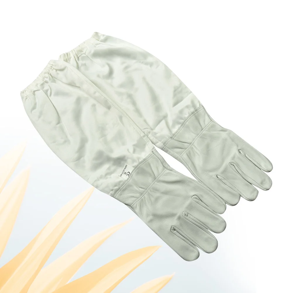 

1 Pair Beekeeper Prevent Gloves Protective Sleeves Ventilated Professional Anti for Apiculture Beekeeper Beehive (Gray White) -