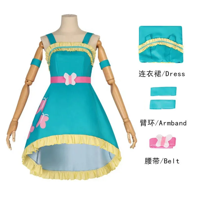CyEquestria Girls Fluttershy Cosplay Dress And Wigs EG Little Pony Costumes Halloween Carnival Party Fluttershy's Dressing Up - view 3