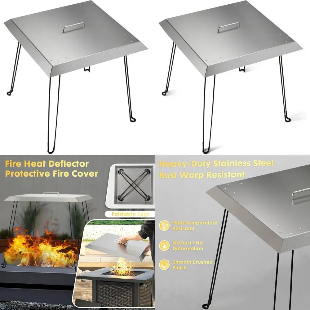 

Крышка для квадратной огневой чаши из нержавеющей стали 24 дюйма с функцией отвода тепла и усиленной крышкой для горелки