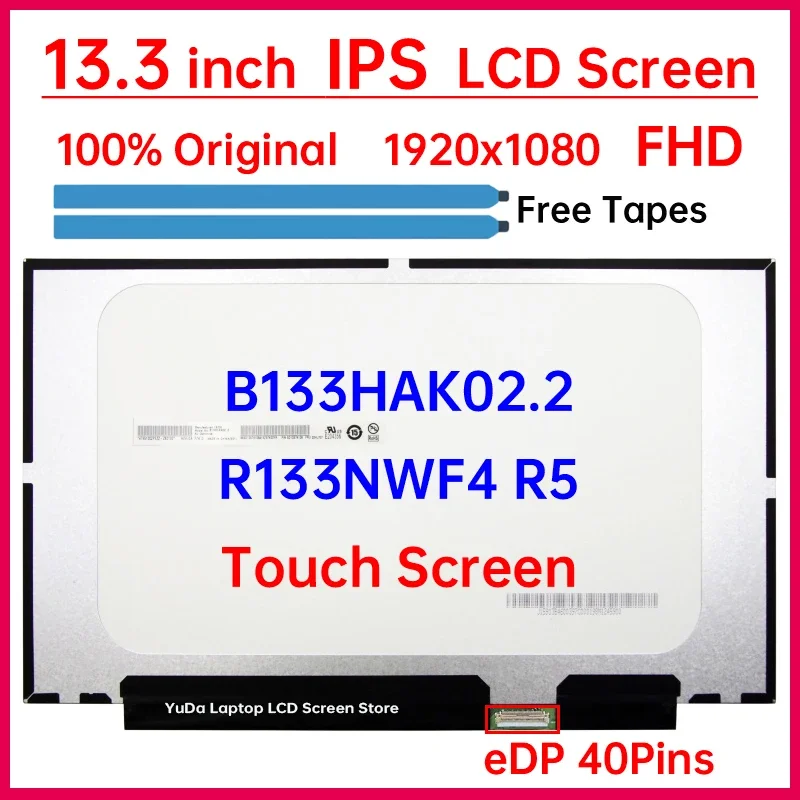 

13.3" Laptop LCD Touch Screen B133HAK02.2 R133NWF4 R5 For Lenovo ThinkPad X390 X395 X13 L13 Gen 2 Display Matrix Panel 40 Pins