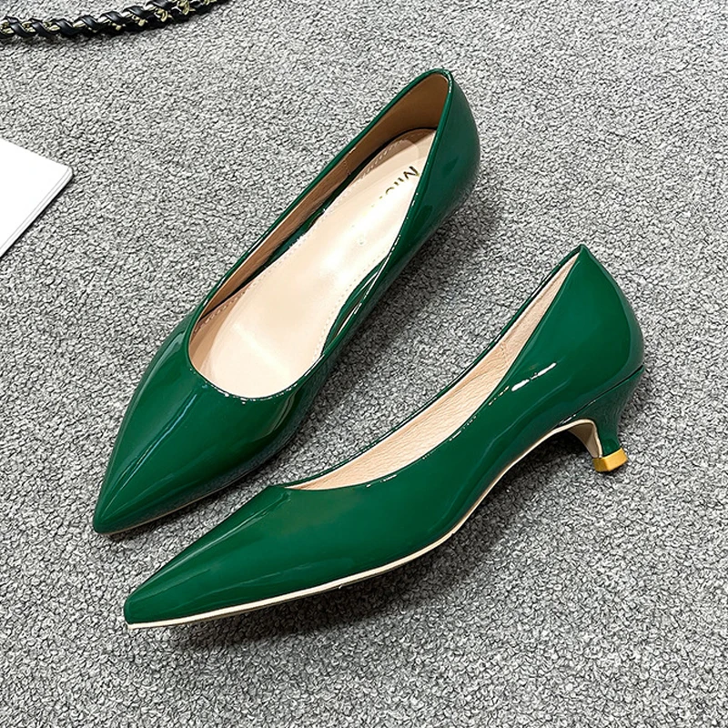 Zapatos bajos y pequeños de tacón alto para mujer, zapatos de tacón de cuero japonés, talla grande 41/42/43, zapatos de trabajo para oficina, zapatos de novia para mujer