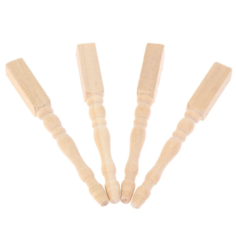 ●4pcs/set 1:12 Dollhouse Miniature DIY Wooden Table Leg Furniture Accessories view 3