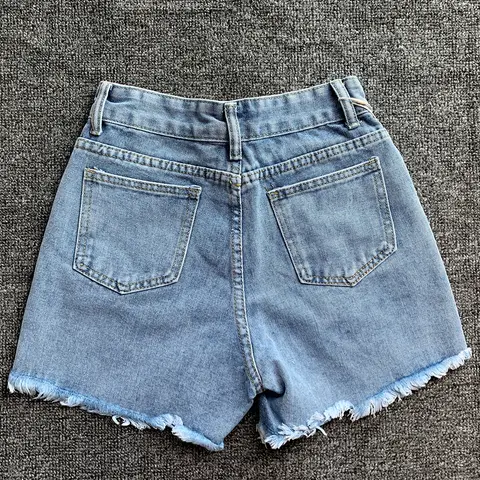 Koreanska sommar Y2K hög midja Jorts LOVE hjärtformat mönster damjeanshorts casual jeans eleganta raka tvättade hotpants 10 best sales kromhjärtade jeans - №8
