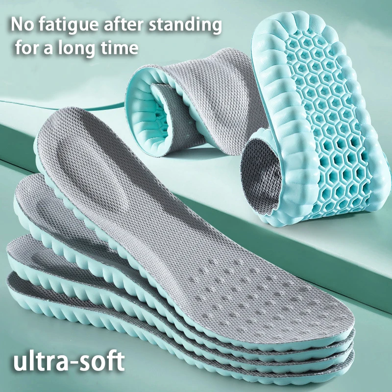 1pair soft breathable insoles Men's outdoor sports running insoles Elastic shock-absorbing sole Arch support comfort insole