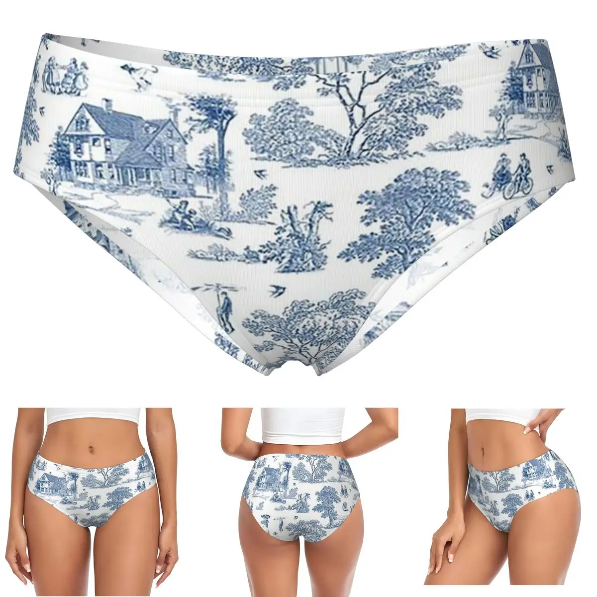 

Трусики с французским мотивом на заказ Toile De Jouy, женские удобные трусы, нижнее белье, дышащие женские трусы