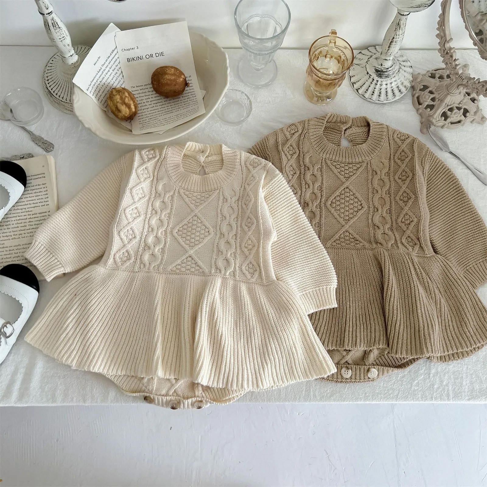 

Baby Girls Knitting Romper 2025 Autumn Solid Color Girl Clothes Newborn Baby Girl Clothes Fashion Knitted Romper Overall Sweater