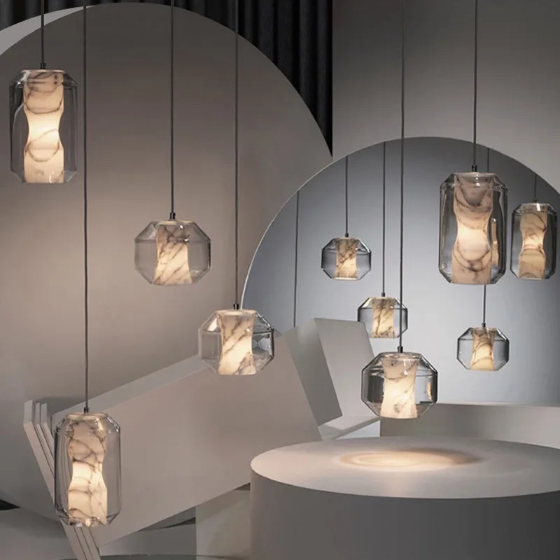 Marble glass chandelier designer bedroom bedside staircase aisle window clothing store bar art chandelier
