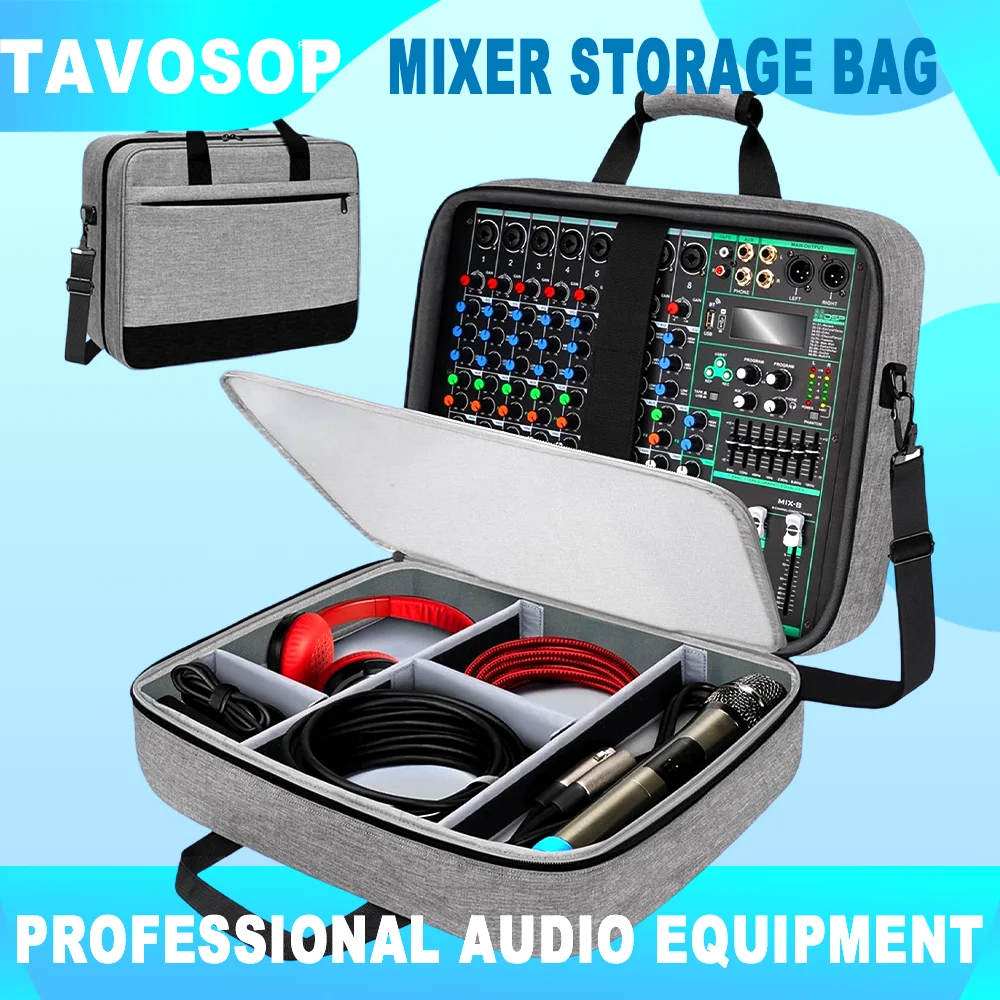 DJ Mixer Case Audio Mixer Storage Bag Accessories for Audio Interface BETA58 SM7B SM57 SM58 More Microphone Earphone XLR Cable