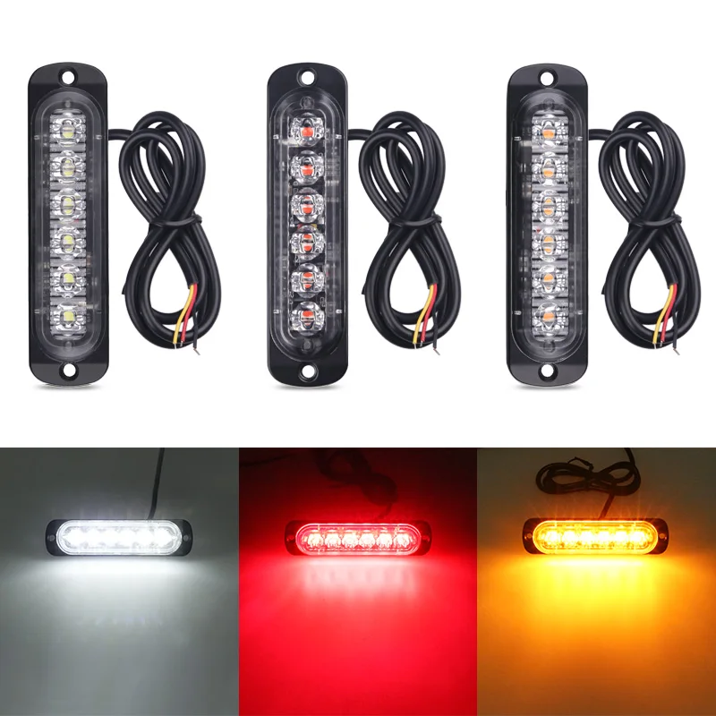 Luz estroboscópica Universal de 6 LED, luz de emergencia para averías de parrilla, intermitente automático para SUV, camión, motocicleta, luz de 12-24V, 1 piezas