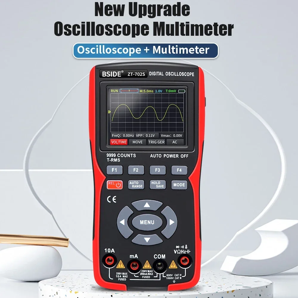 2 in 1 Digital Oscilloscope Multimeter 48MSa/s Sampling Rate 10Mhz Bandwidth 9999 Counts True RMS IPS Color Display Multimetro