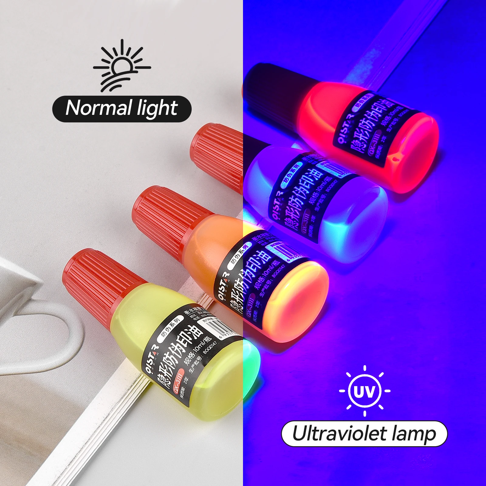 New 10ml Fluorescent Anti-Counterfeiting Printing Oil Office Supplies Seal Stamp Color Ink Suit Photosensitive Seals/Ink Pads