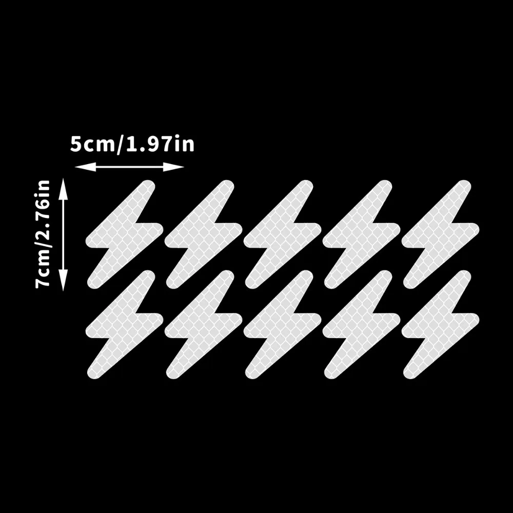 10 Pieces / Sets, Reflective Lightning Mark Tape, Warning Safety Stickers, Reflective Night Glow Labels for Car Decals