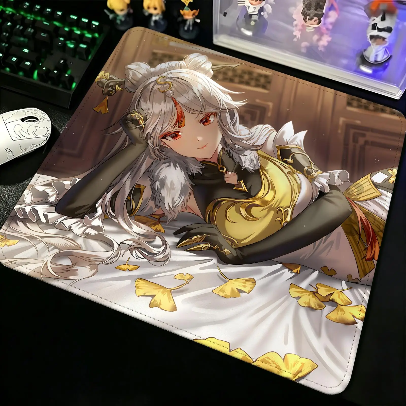 Mouse Pad Compact Gaming Mat Reinforced Stitched Border, Portable Laptop Desk Pad for Office & E-sports genshin impact Ningguang