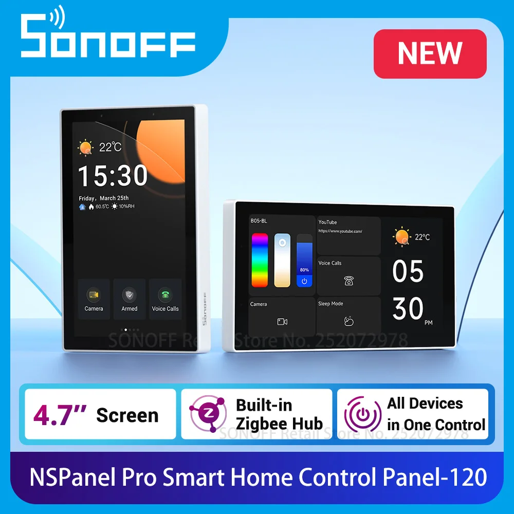 SONOFF NSPanel Pro Smart Home Control Panel 120 Integrated Home Security Camera Viewer Smart Voice Build in Zigbee / Matter Hub