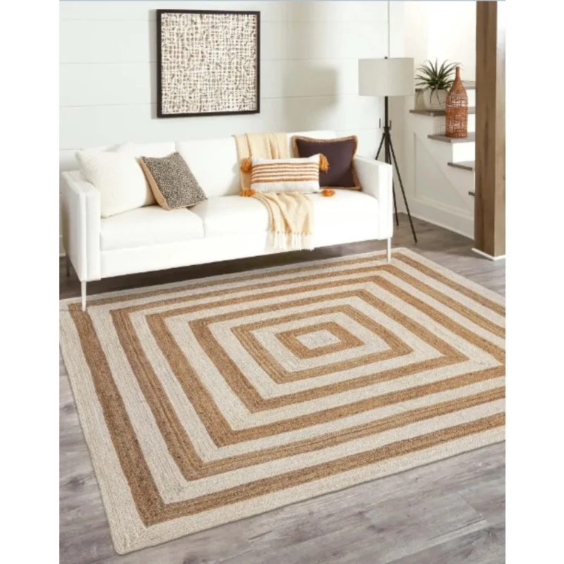 

Runner Rug Jute Rectangle Carpet Braided Natural Farmhouse Rug Rustic Look Mat