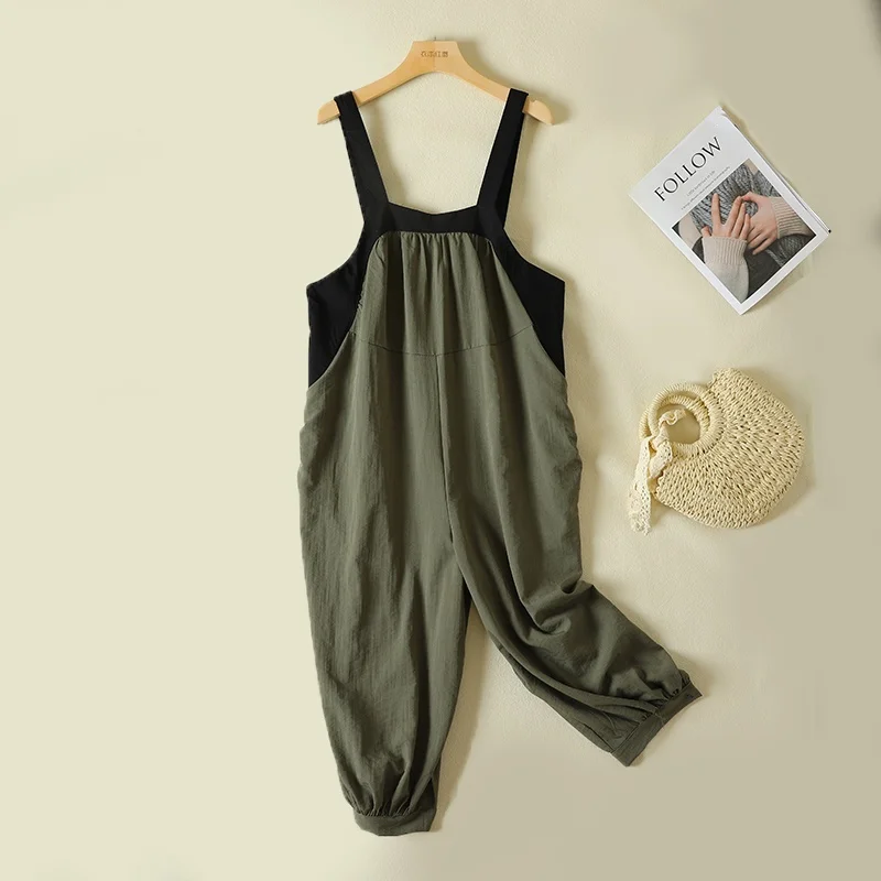 

Retro Patchwork Casual Pants Summer plus Size Women's Faionable Trousers Harlan Cargo Pants Lantern Pants Nine Points