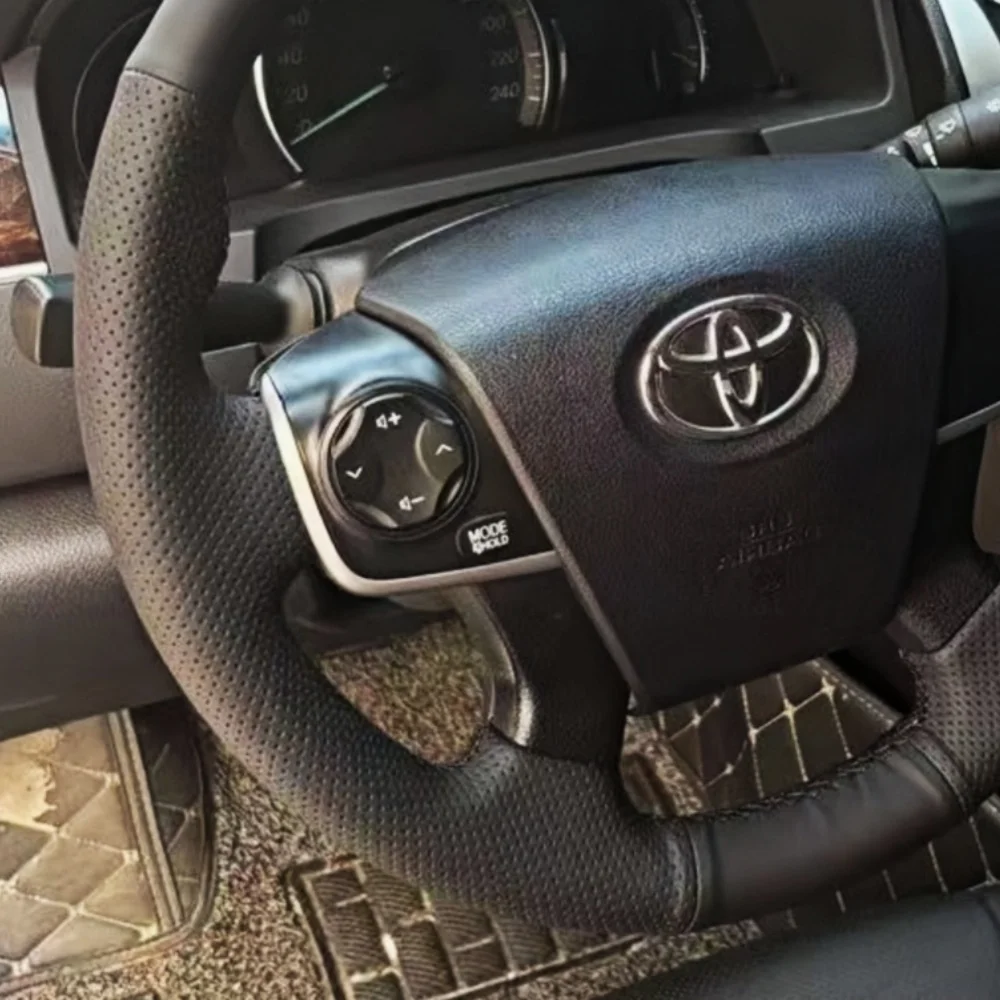 Personalização capa de volante do carro acessórios costura à mão couro de microfibra antiderrapante para toyota camry 2012 2013 2014 2015