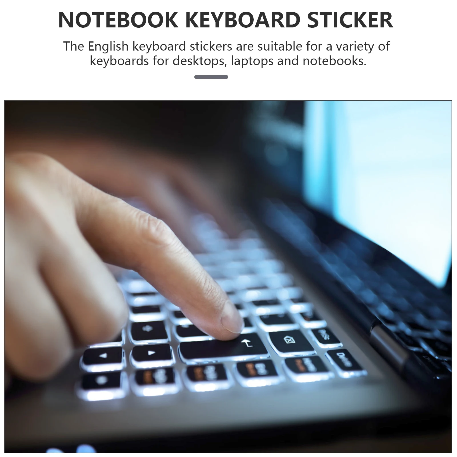 

2 Sheets English Stickers Laptop Replacement Decal Adhesive Letters For Language Learning Black Lettering Universal Keyboard