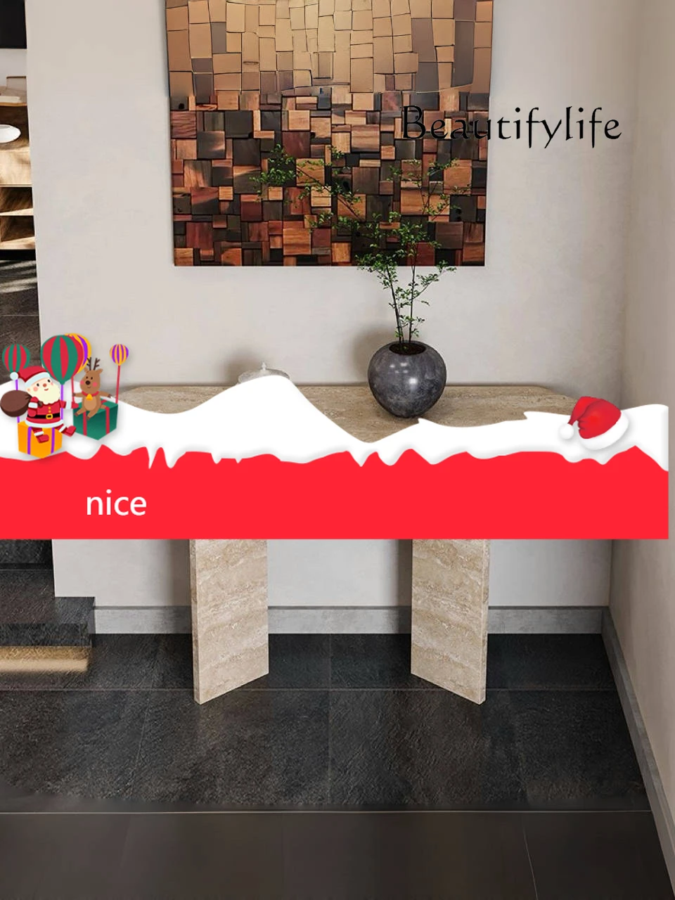 

sZModern very narrow long case luxury stone observation platform, high-end marble storage table, natural travertine entrance pla