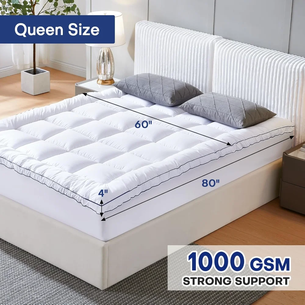 

Queen Dual Layer 4 Inch Memory Foam Mattress Topper, Relax Body, Relieve Pain and Aid Sleep.