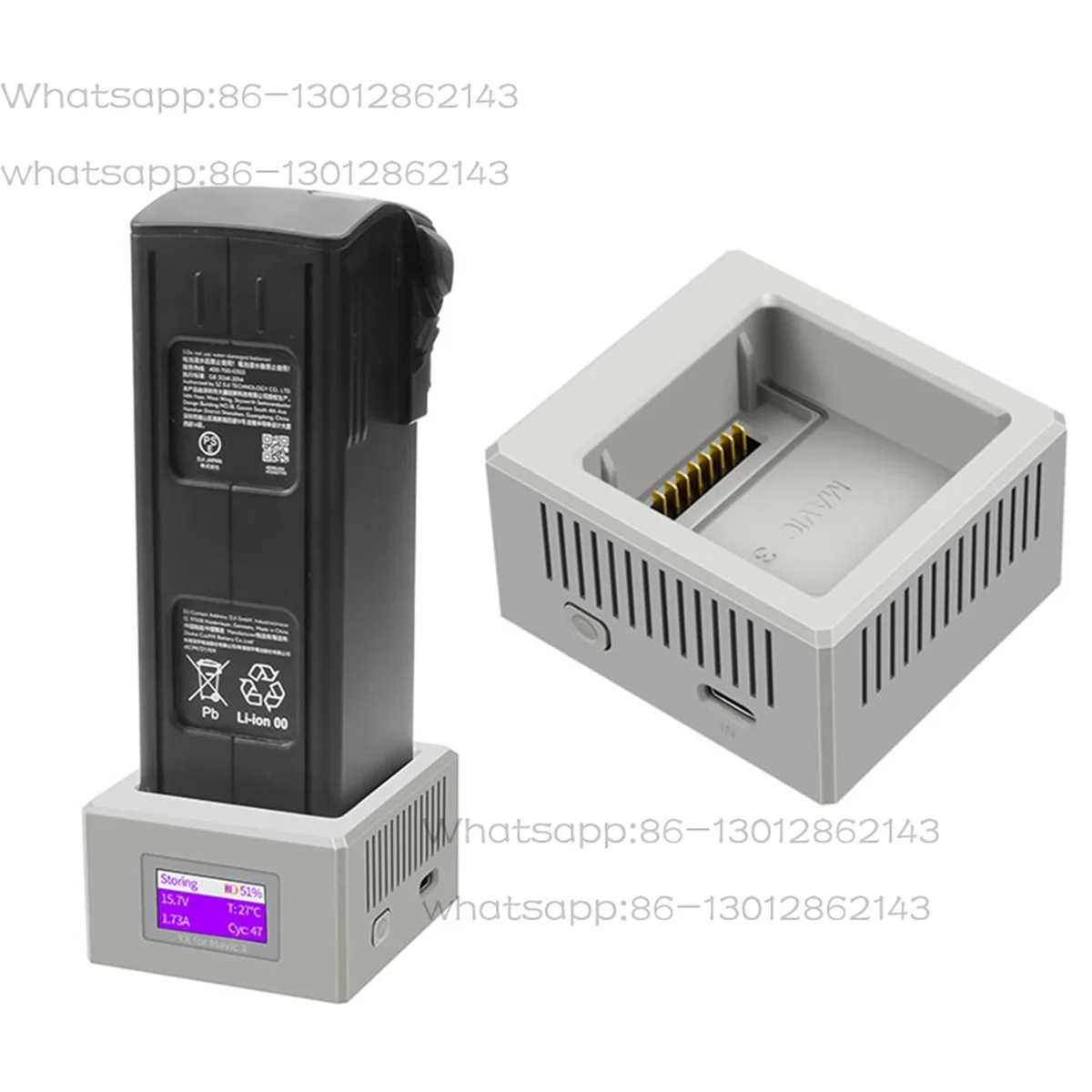 A51I For 3/3 Pro Battery Charger Drone Flight Battery Fast Charger Type-C Charging Hub with Color Screen Display