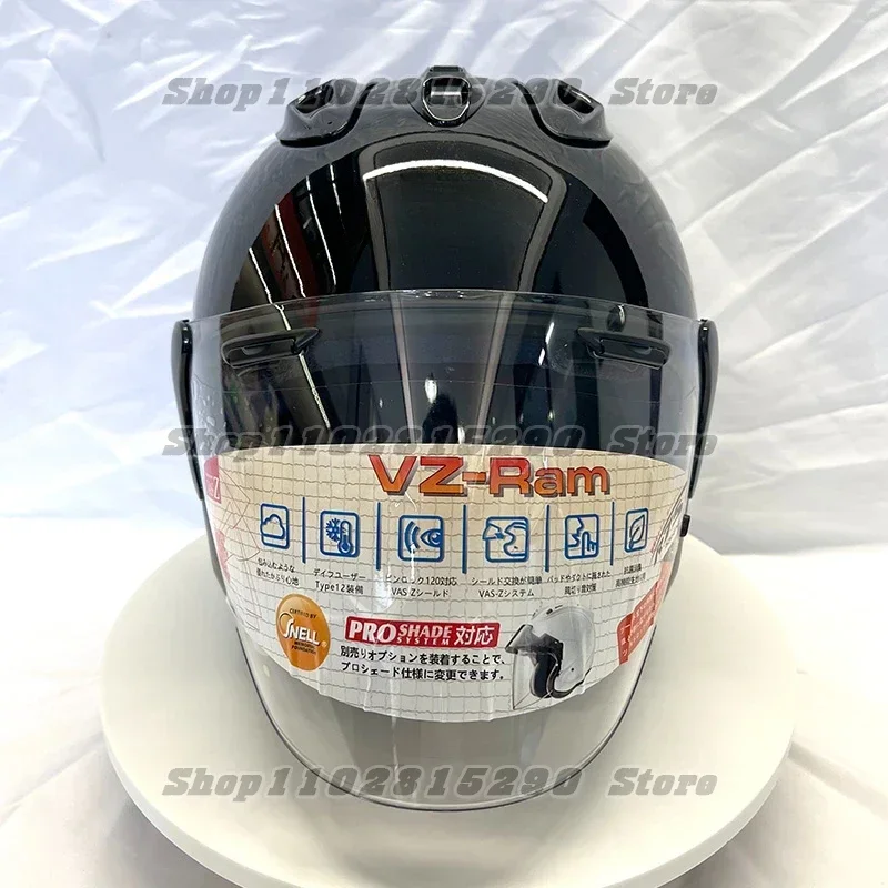 Medio Casco de motocicleta Unisex, protector de cabeza de color negro brillante, VZ-RAM todoterreno, para carreras de descenso, montaña y carretera,