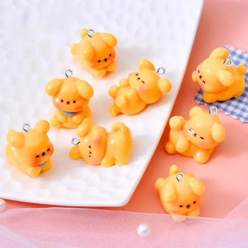 10Pcs Cute Cartoon Dog Acrylic Resin Charms Mini Pendants DIY Jewelry Making for Bracelet Necklace Earring Keychain Bag Decor view 2