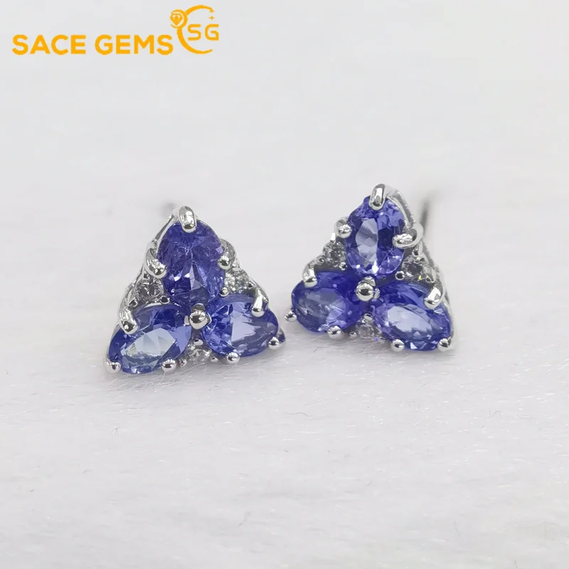 

SACE GEMS Fashion Jewelry Earrings for Women 925 Sterling Silver Tanzanite Stud Earrings Wedding Party Fine Jewelry Holiday Gift