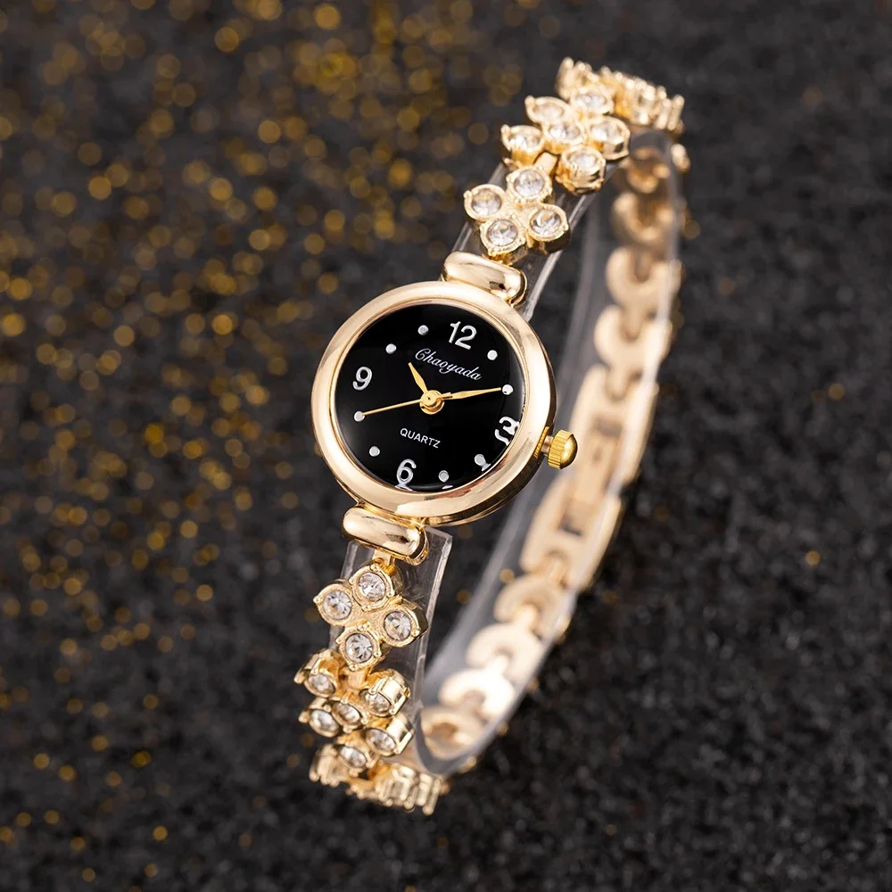 Elegant Small Dial Ladies Quartz Wristwatch Luxury Rhinestone Metal Bracelet Watch Fashion Dress Women Watch Gift for Girls