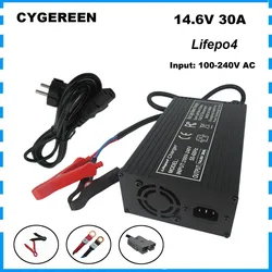 14.6V 30A Lifepo4 Fast Charger 4S 12V 12.8V Iron Phosphate Solar Energy Storage RV Golf Cart Battery Charger Alligator Clip