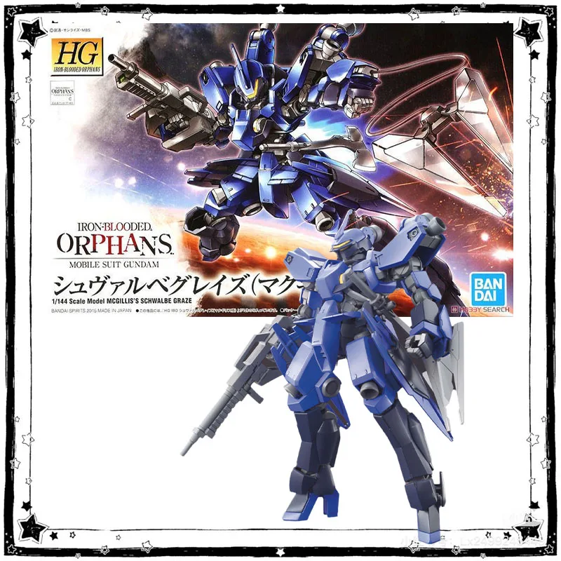 En Stock, Kit de Modelo Gundam de Bandai, Figura de Anime HG IBO 1/144 Mcgillis Schwalbe Graze, Figura de Acción Coleccionable para Armar