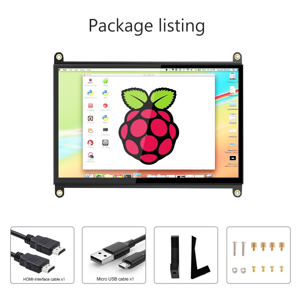 7-дюймовый сенсорный монитор Wisecoco 1024x600 Raspberry Pi, портативный мини-дисплей IPS для Raspberry Pi 4 3, Windows, ПК, PS4, AIDA64