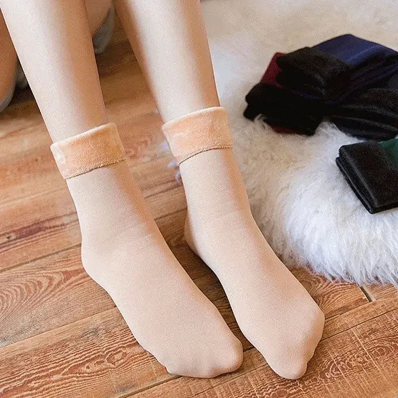 Women Winter Thicken Warm Short Socks Thermal Cashmere Wool Socks Nylon Snow Velvet Boots Home Floor Calcetines Mujer