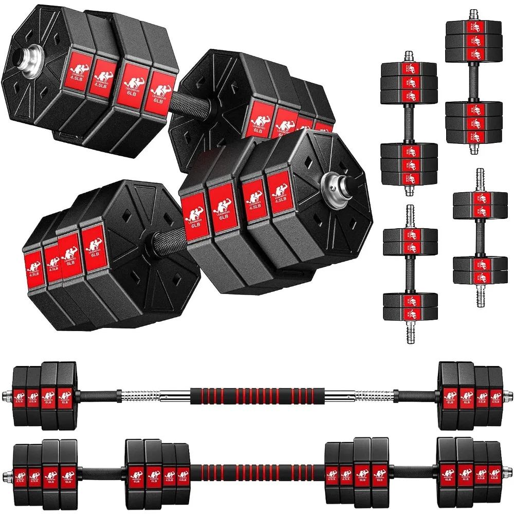 Adjustable Weights Dumbbells Set, 44Lbs 66Lbs 88Lbs 3 in 1 Adjustable Weights Dumbbells Barbell Set