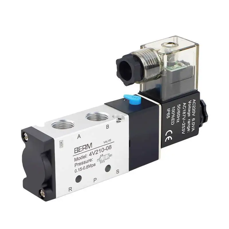 Solenoid Valve 4V210-08 Two-Position Five-Way Reversing Valve 24V Coil Air Valve 220 Pneumatic Solenoid Control Valve