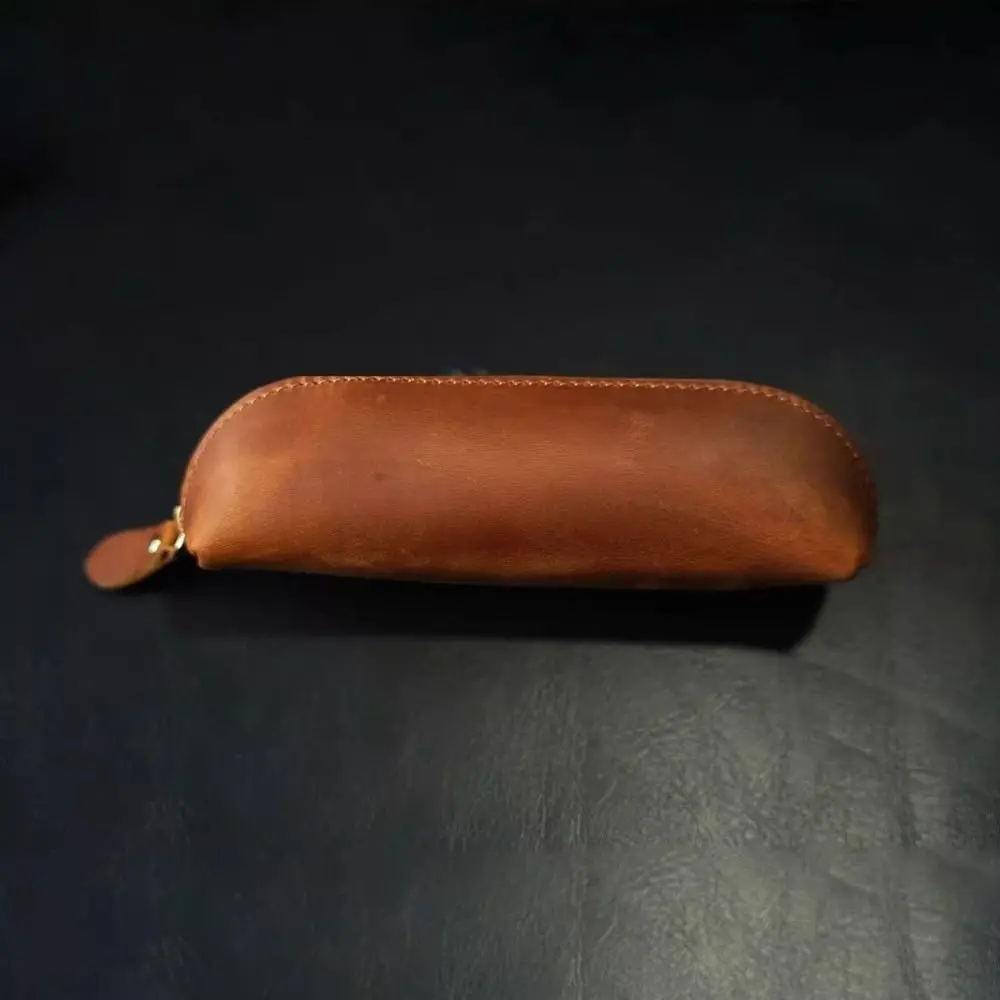 High Quality Zipper Closure Leather Pencil Pouch Large Capacity Multifunctional Stationery Bag Pen Bag Makeup Organizing