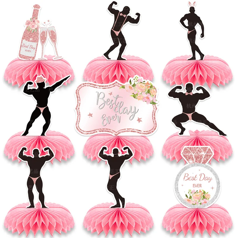 

New 9 Piece Set Bachelorette Party Birthday Party Decorations Kids Party Supplies Honeycomb Ornaments Cake Decoration Background
