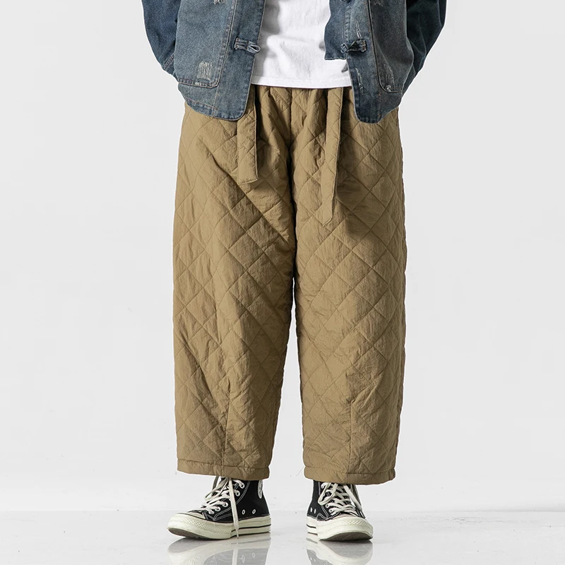 Winter Pants Men Thickened Padded Cotton Casual Warm Chinese Style Straight Trousers High Quality Loose Drawstring Sweatpant Men