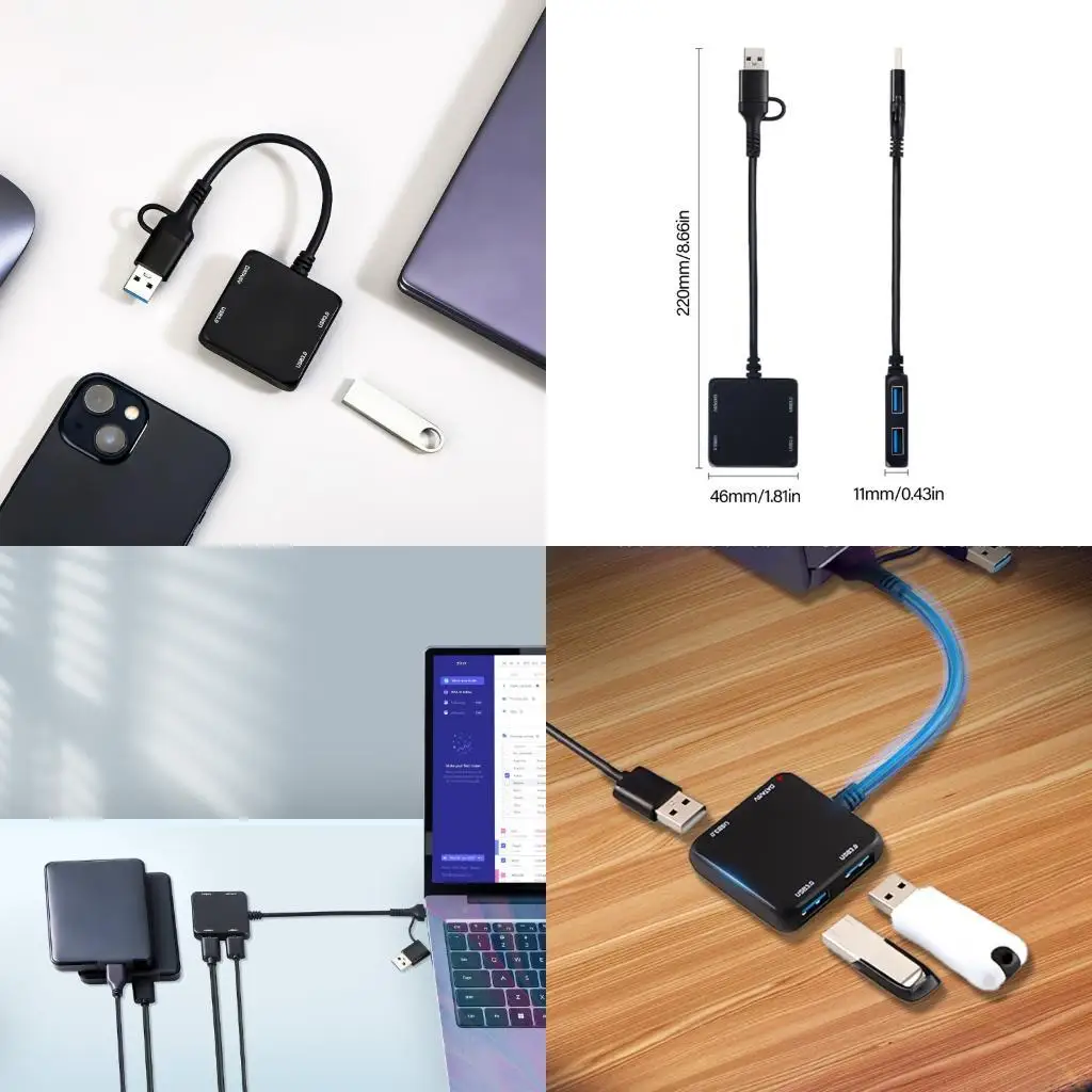 

31BA Multiple Port USB Type C Hubs Connectors with 3 USB3.0 + 1 Type C for Charging