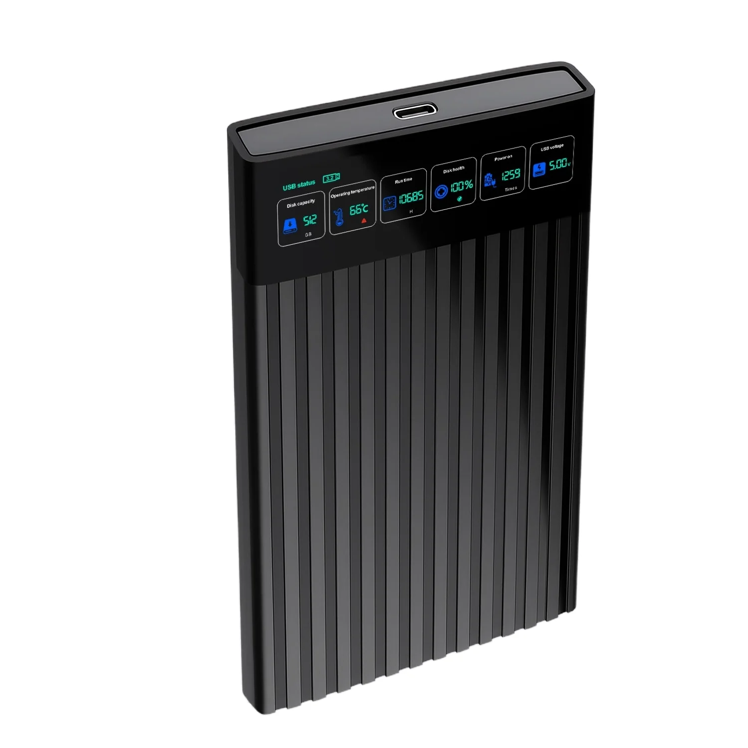 High-Speed USB3.1 2.5 Inch SATA HDD Enclosure with LED Display 6Gbps External Hard Disk Drive Case for PC Storage