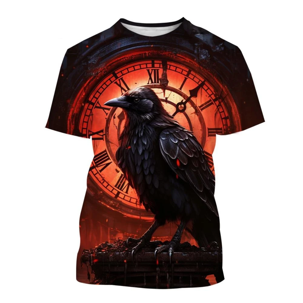 T Shirt for Men Raven 3D T-shirt Creative Animal Design Crow Print T Shirt Men Women Harajuku Casual Short Sleeve Streetwear Top